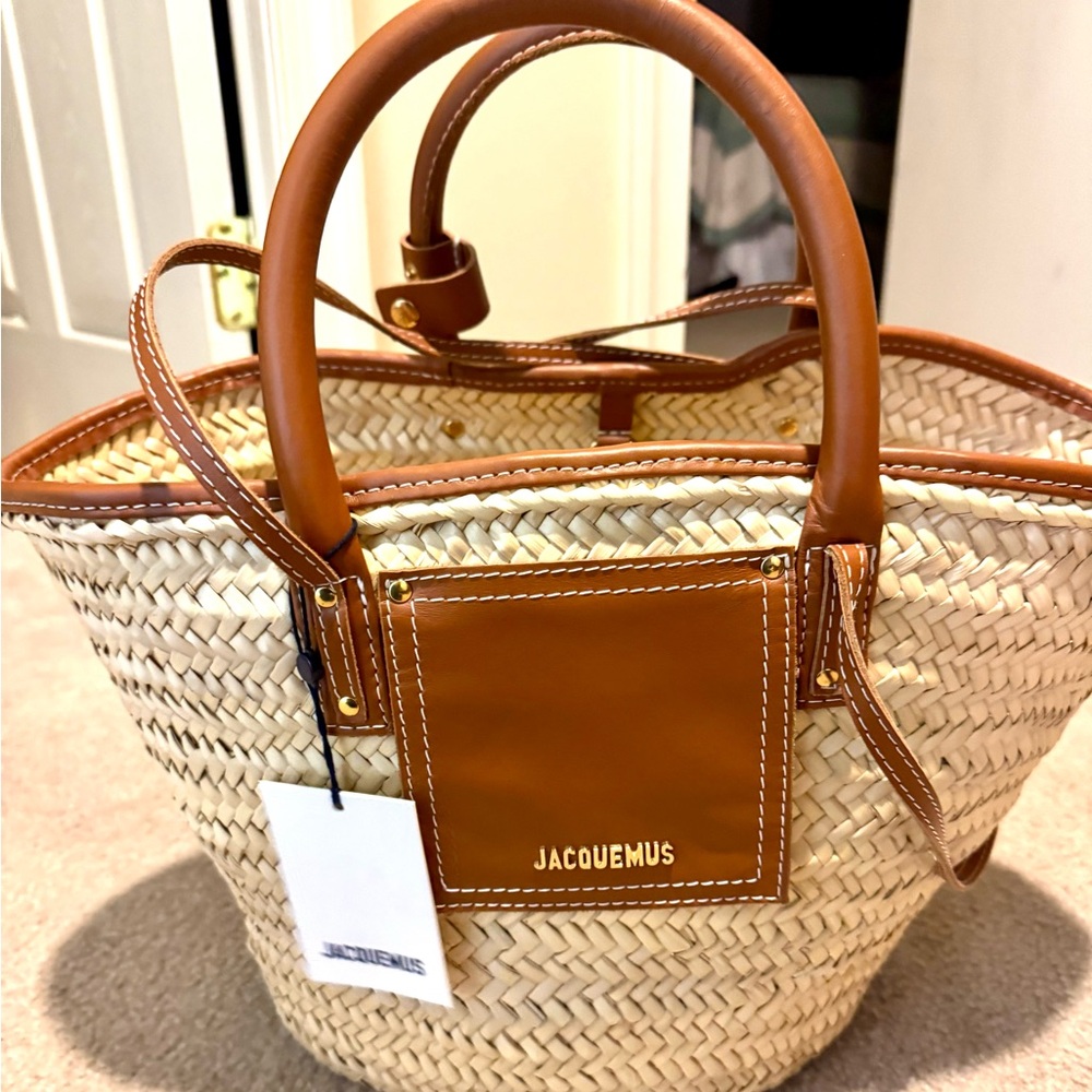 NWT Jacquemus Brown and Cream Tote/ Beach Bag